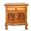 Handmade Asian Furniture - 22" Chinese Dragon Storage Cabinet / Nightstand - Natural Finish & Drawer