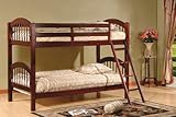 Cherry Finish Wood Arched Design Twin Size Convertible Bunk Bed