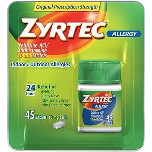 Click here to buy Zyrtec Allergy Relief (10 mg), 45-Count Tablets by Zyrtec.