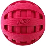 Nerf Dog Checker Squeak Rubber Ball Dog Toy, Medium/Large, Red
