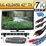 LG 42LD450 42 1080p LCD HDTV with Ultra Slim Flat Wall Mount & 9 Outlet Surge Protector & 5pc Hook Up Kit (2 6FT Hdmi Cables,6FT Audio Interconnect Cable ,6FT Component Cable, TV Cleaning Kit)