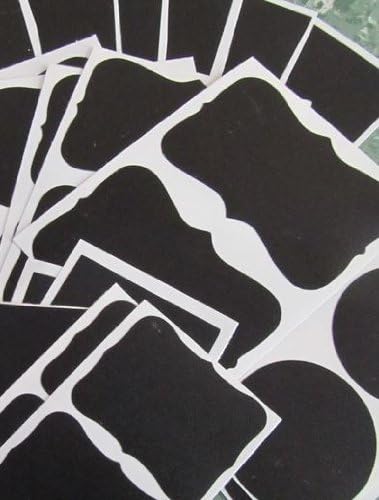 Party Pack of 108 Chalkboard Labels - Blackboard Stickers Set in 3 Elegant Designs & 1 Chalk Pen