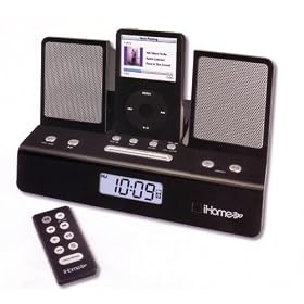 iHome iH26B Portable Travel Alarm Clock for iPod (Black) by Soundesign