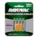 Rayovac Rechargeable NiMH Batteries, AAA-size, 4-count Carded Pack (Pack of 2)