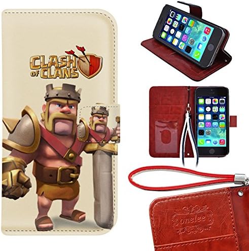Smartphone Card slots Phone case, Clash of Clans Premium PU Leather Wallet For iPhone 5/5s 5s Smartphone Card slots case