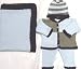 Ck1.006, Knitted on Hand Knitting Machine Finished By Hand Crochet Light Blue Dark Brown Blocked Cot