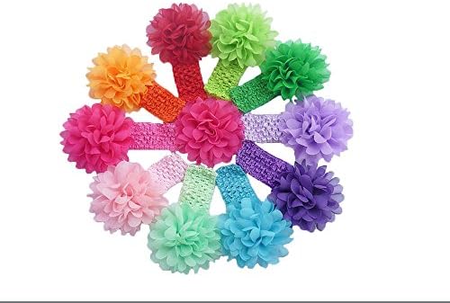 Womdee Baby Toddler Girl's Chiffon Flower Elastic Headband Headwrap,10 Pcs With Womdee Accessory