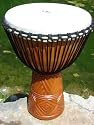 20" x 11-12" Djembe Hand Drum with Diamond Cut African Design. A Top Rate, Quality Drum with Sound Guarantee.