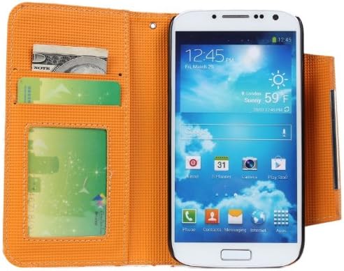 DE New Deluxe 2 in 1 Removable Yellow Polka Dots Wallet Leather Stand Hard Case Book Style Flip With Credit Card / ID Slots PU Leather Holster Cover Shell for Samsung Galaxy S4 IV i9500