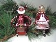 Santa and Mrs Claus Glass Ornaments Set of 2