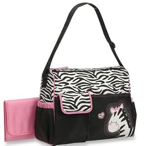Trendy Boutique Black & White Zebra Striped Pink Zebra Diaper Bag