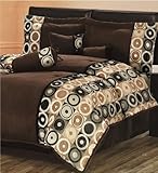 High Quality Queen Chenille & Micro Suede Coffee Brown Comforter Set