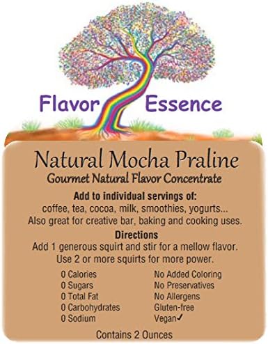 Flavor Essence Natural Mocha Praline - Gourmet Level Flavor Concentrate -Unsweetened, Gluten Free Natural Flavoring For (Beverages, Baking, Batter, Oatmeal & Yogurt)