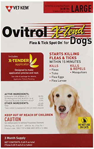 Vet-Kem Ovitrol 3-Pack X-Tend Pest Control Spot on for Dog, 56 to 80-Pound/Large Vet-Kem Ovitrol 3-Pack X-Tend Pest Control Spot on for Dog, 56 to 80-Pound/Large