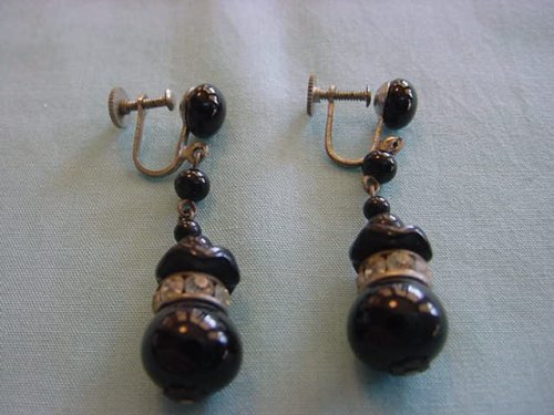 Jet and Rhinestone Earrings