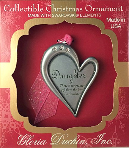 Pewter Heart Daughters Christmas Ornament or Wall Decoration With Swarovski Crystals Pewter Heart Daughters Christmas Ornament or Wall Decoration With Swarovski Crystals