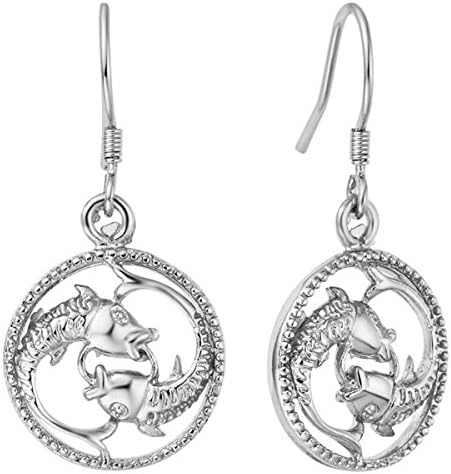 12 Constellations Pisces 18K Gold Plated Earring Eardrop Jewellery - Silvery