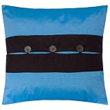 Decorative Handmade Bright Blue & Black Thai Silk Cushion Cover / Pillow Sham