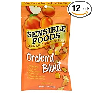 Sensible Foods Crunch Dried Snacks, Orchard Blend, 0.75-Ounce Pouches (Pack of 12)