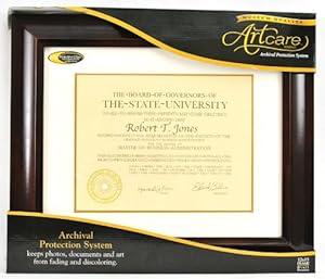 Artcare Hampton Collection Archival Quality 12 By 15-inch Walnut Glazed Wood Document Frame Matted To 8-1/2 By 11-inch