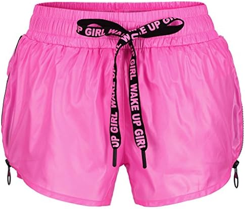 SAIPAI Women's Side Zip Drawstring Mesh Wicking Workout Sports Fitness Shorts US S Red