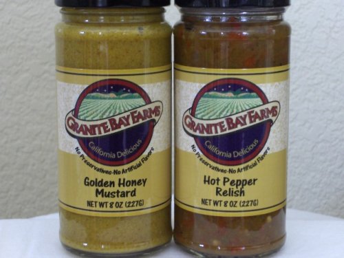 Hot Pepper Relish and Golden Honey Mustard, 2 Jar Sampler by Granite Bay Farms Specialty Foods