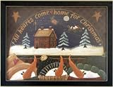 Santa Sleigh Folk Art Snowmen Reindeer Prim Picture