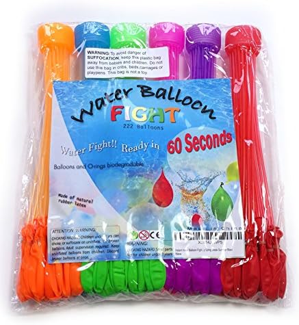 Water Balloons Fight 222 balloons Kids Party Family Backyard Fun 6 Colors Fast Fill Self Tying Water Bombs Warm Weather Block Party Spring Break Summer Blast