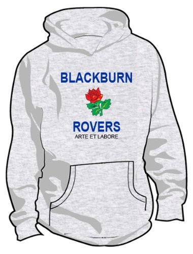 Blackburn Rovers Basic Logo Soccer Hoodie, Adult Large - Ash Grey
