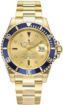 Rolex Oyster Perpetual Submariner Date 18kt Gold with Diamonds and Sapphires Mens Watch 16613-CDO