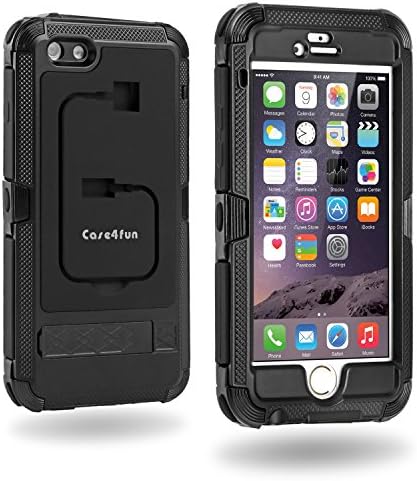 [Heavy Duty] Apple iPhone 6 / 6S plus Case by Case4fun, [Kickstand] Rugged Armor Dual Layer Cover Shock Reduction Protection for 5.5 Inch Phones - Built-in Screen Protector - Black