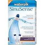 Waterpik SWS 360 Sinusense Squeeze Bottle Includes 60 Soothing Saline Packs With Aloe Vera and Eucalyptus, Blue