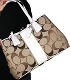 COACH Signature Carryall Jacquard Handbag Purse Bag 13533 Khaki/Ivory Authentic W/Tags $328 MSRP