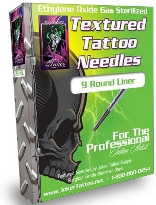 Joker Tattoo Textured Tattoo Needles 9 Round Liners Box of 50 by Joker Tattoo Supply