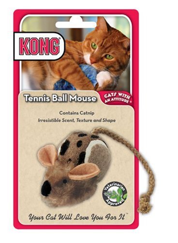 KONG Tennis Ball Mouse Catnip Toy, Cat Toy, Brown
