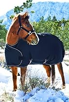 Kensington All Around Adjustable Weanling Medium Horse Blanket with Trim, Navy/Silver, 50-58