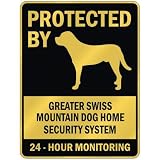 PROTECTED BY " GREATER SWISS MOUNTAIN DOG HOME SECURITY SYSTEM " PARKING SIGN DOG