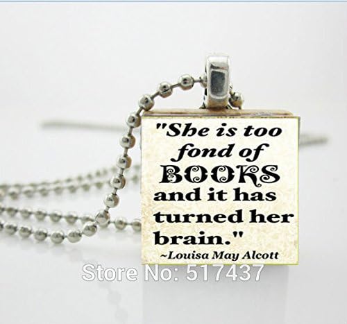 Pretty Lee Fashion Necklaces For Women 2015 - Scrabble Necklace- Alcott Book Quote - Silver Ball Chain Includedscrabble Necklace