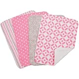 Trend Lab Lily Burp Cloth Set, Pink, 4 Count