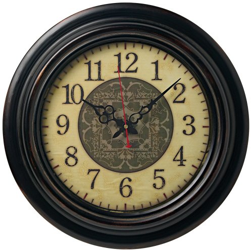 Beige and Walnut 17 3/4 Wide Alphanumeric Wall Clock