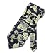 Men's Handmade Tie Manor Forest Design Dark Navy Blue Silk Necktie