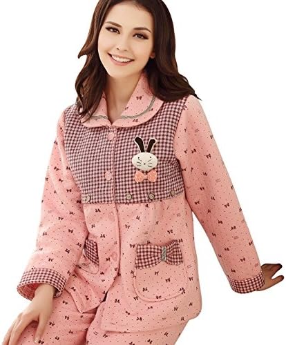 Hapajas butterflies Print Cotton Womens Pajama Sets Thick Loungewear Medium Pink