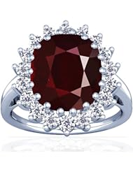 Platinum Cushion Cut Ruby Ring With Sidestones