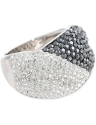 Carnevale Sterling Silver White and Black Ring with Swarovski Elements, Size 7