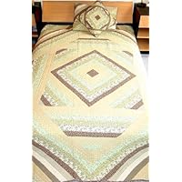 Diagonal Patch Handmade Quilt Blanket Set