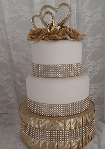 18 in. Gold Lame' and Rhinestone Wedding/Party Cake Stand
