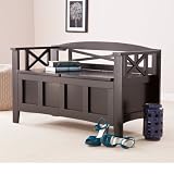 Black Wood Storage Bench