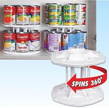 BST Kitchen Storage White Plastic 2 Layers Detachable 14 Capacity Can Tamer Storage Organizer
