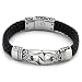 Braided Black Leather Men's Bracelet Stainless Steel