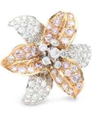 Sethi Couture Pink and White Diamond Flower Ring, Size 6.5